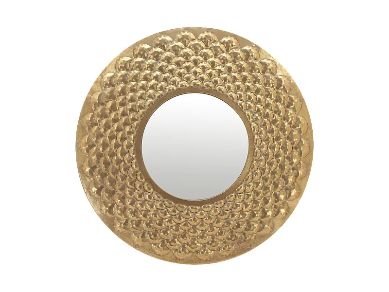 Miroir rond métal doré 81cm