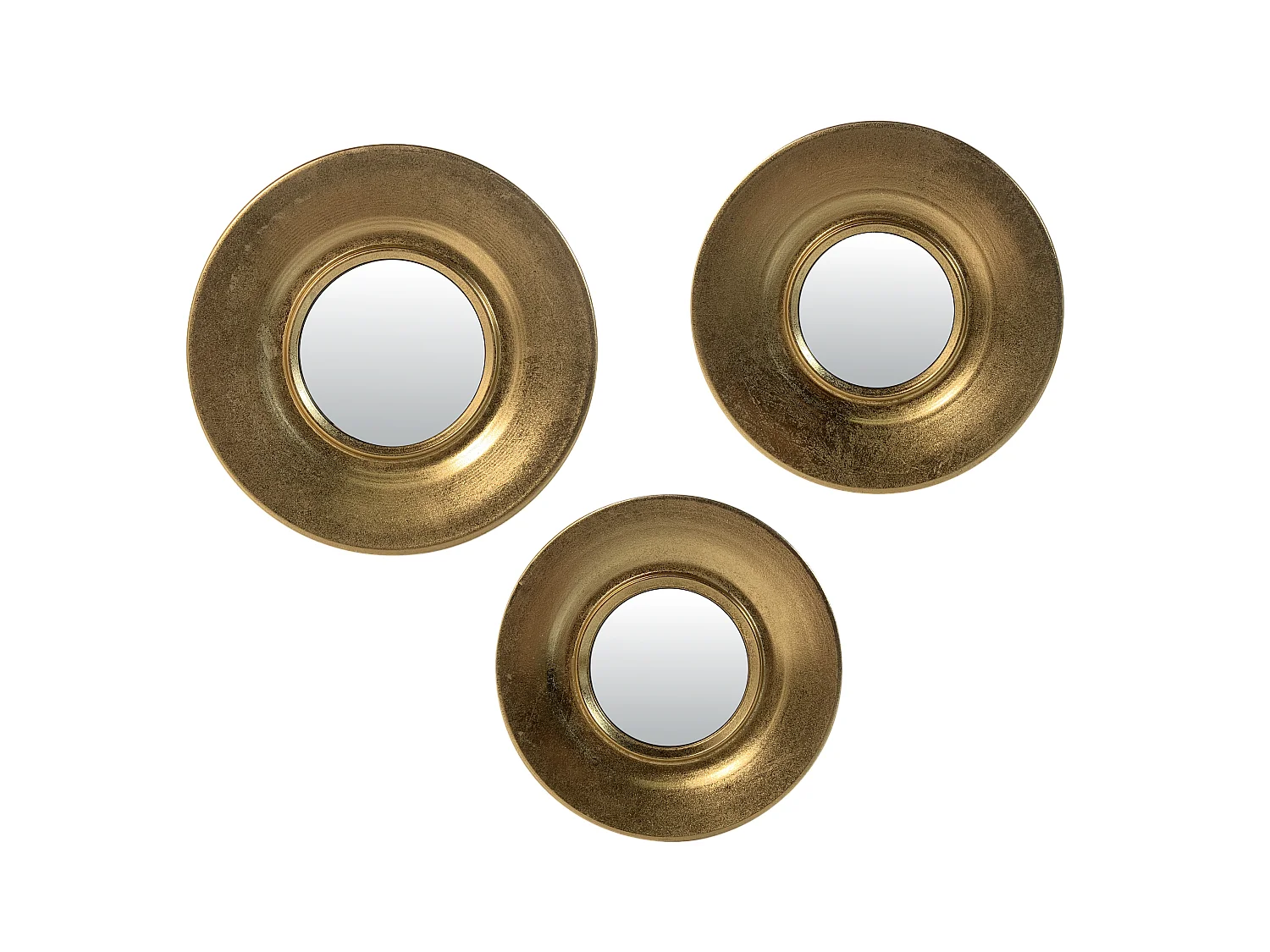 Lot de 3 miroirs métal doré ronds 30/26/24cm