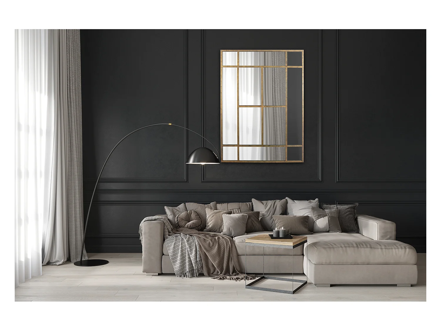 Miroir métal doré 140x100cm