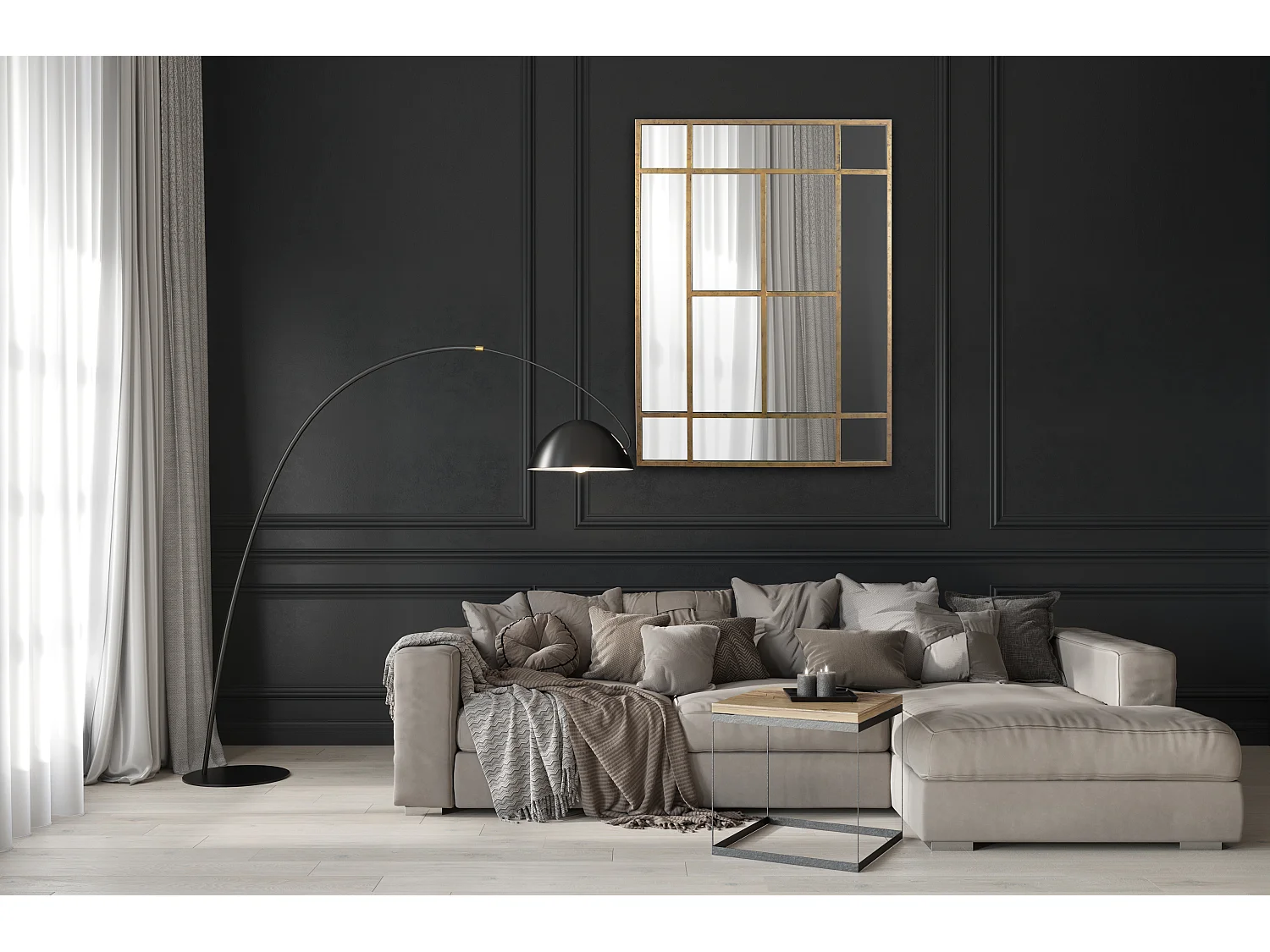 Miroir métal 140x100cm Dore