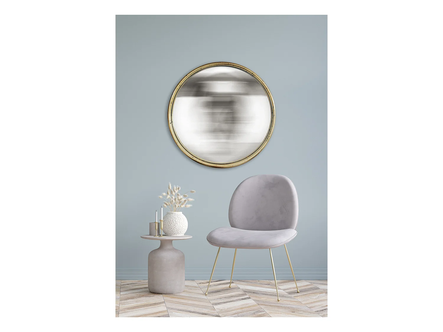 Miroir rond convexe bords fins 80 cm