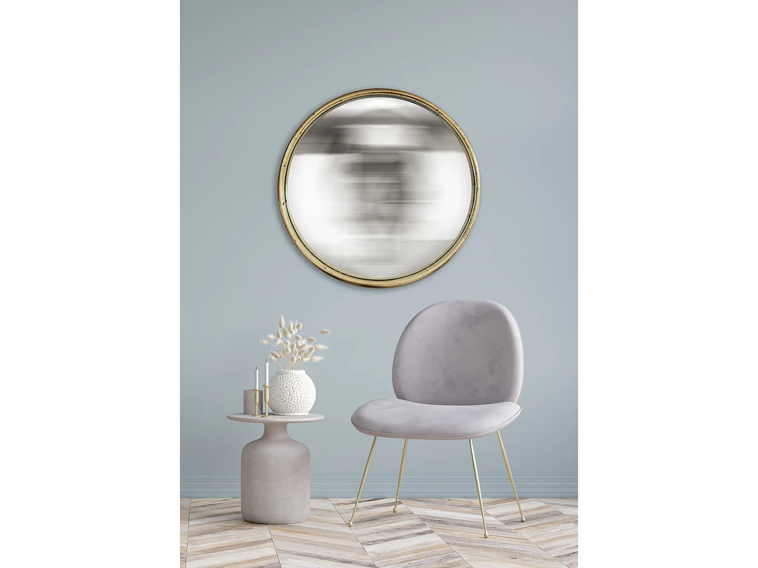 Miroir rond convexe bords fins 80 cm