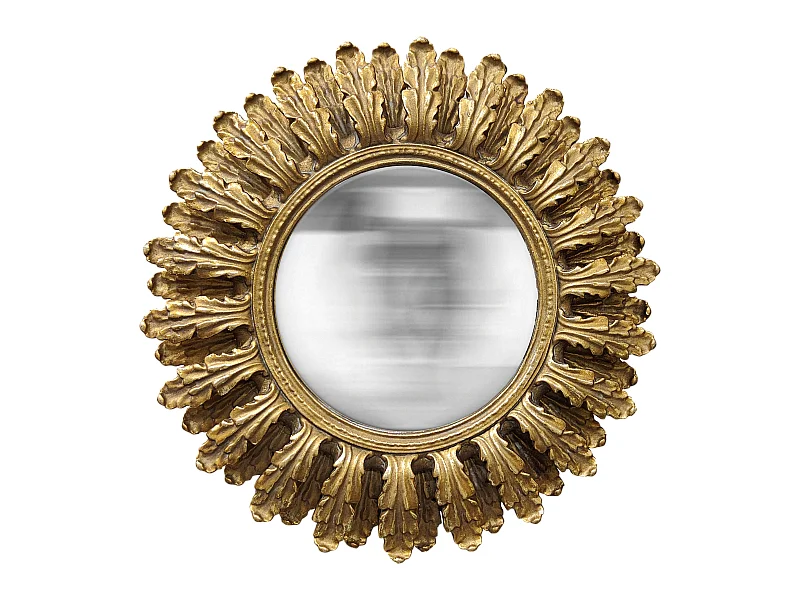 Miroir convexe pétales doré 19.5cm