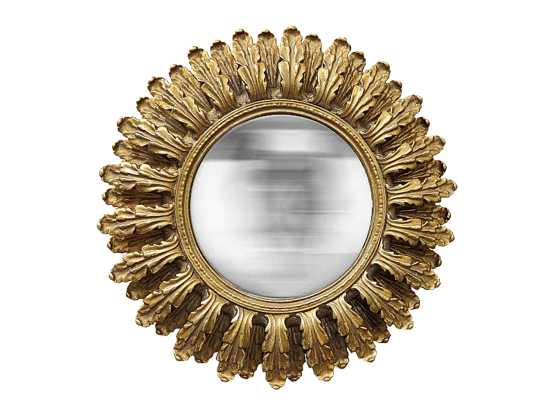 Miroir convexe pétales doré 19.5cm