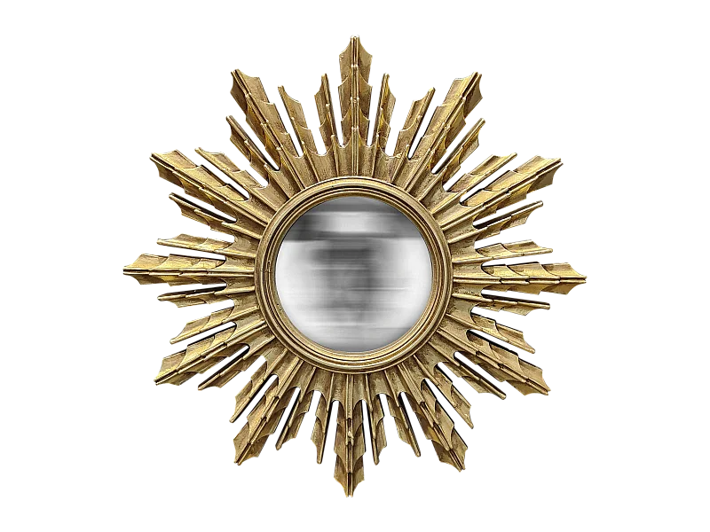 Miroir soleil convexe doré 31.3cm