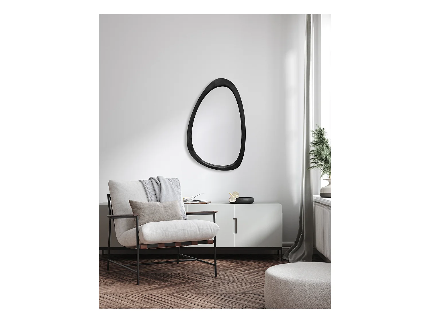 Miroir organique bois noir 40x60cm