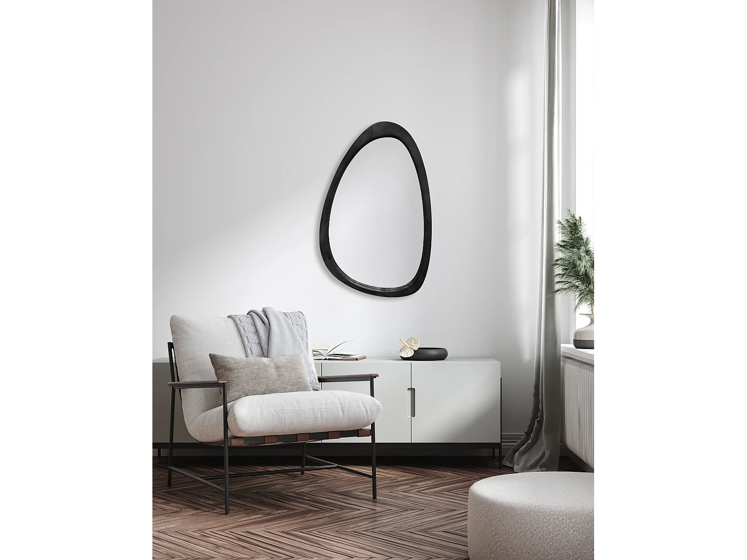 Miroir organique bois noir 40x60cm