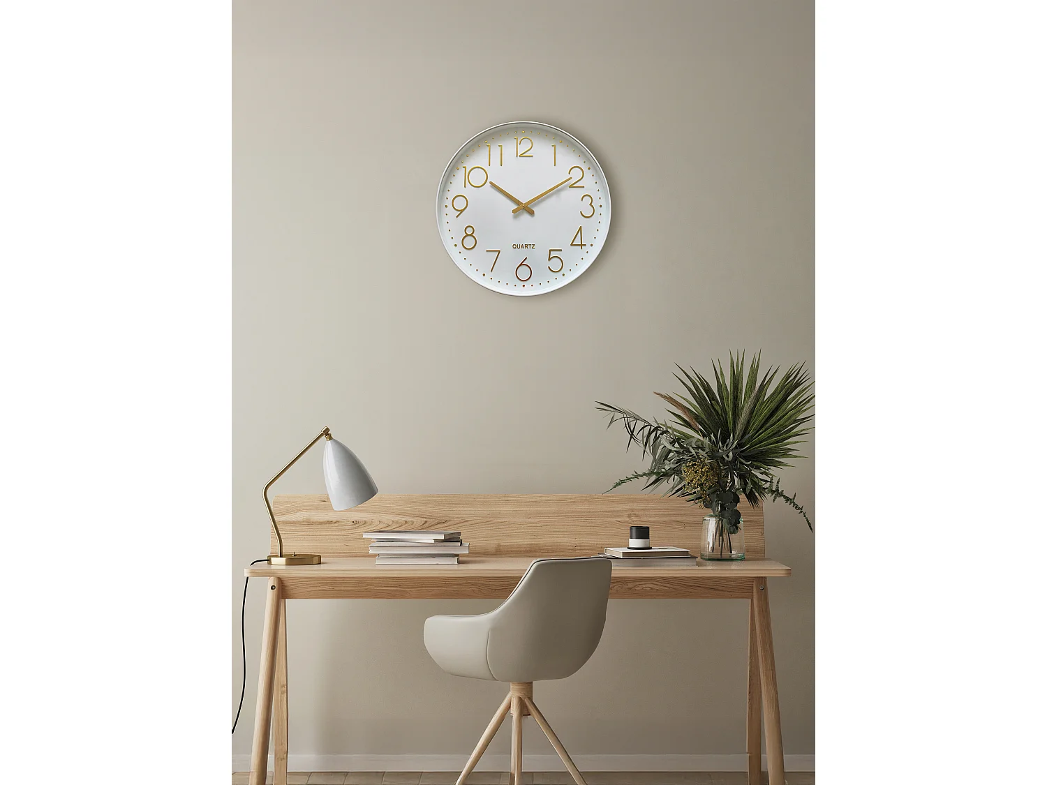 Horloge color block blanc 30.5cm
