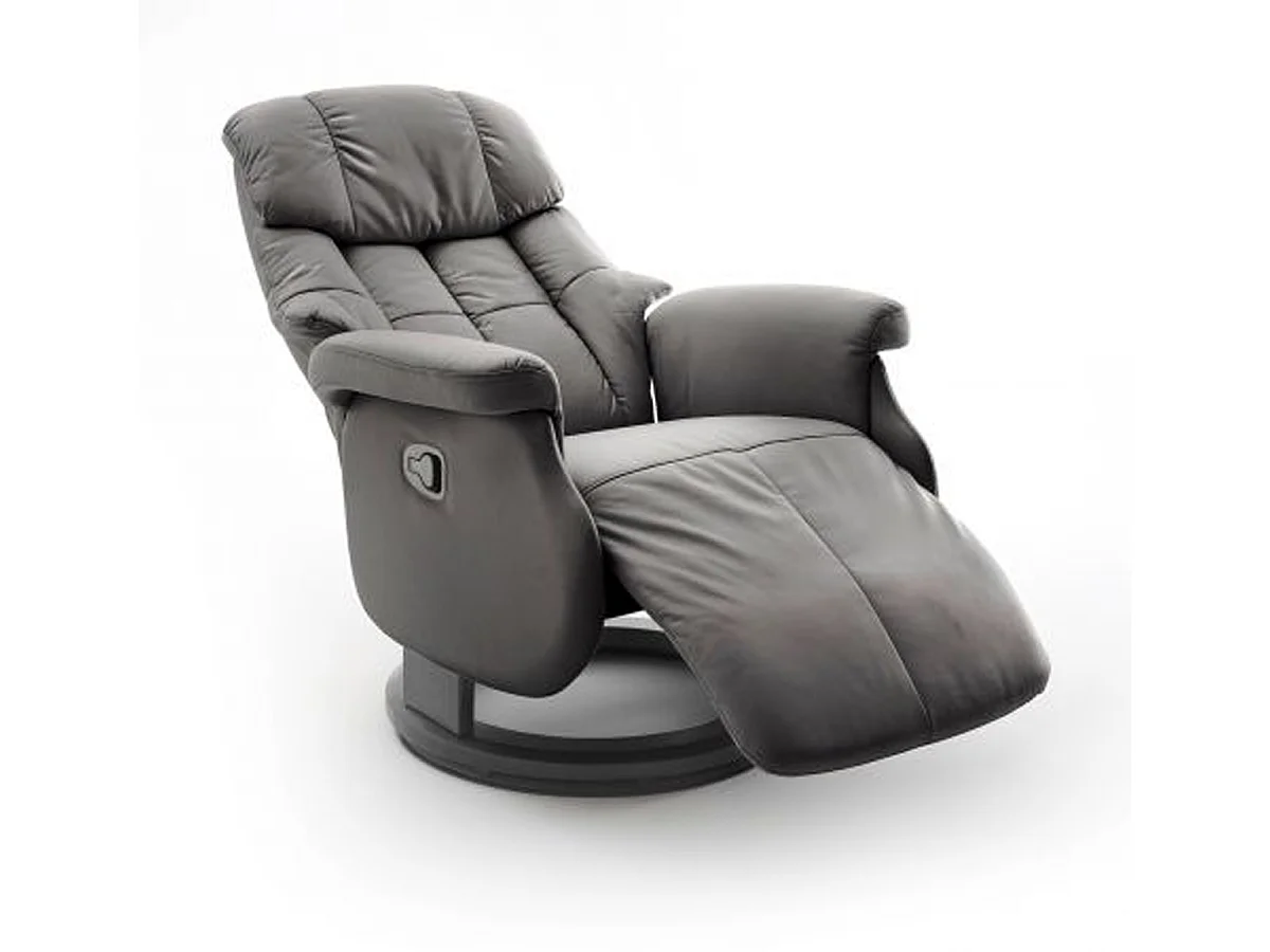 Fauteuil relax en cuir coloris Gris foncé / noir - 77 x 111 x 86 cm