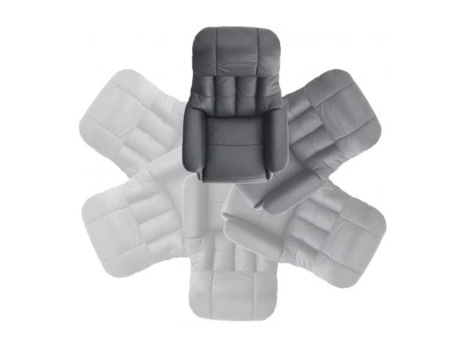 Fauteuil relax en cuir coloris Gris foncé / noir - 77 x 111 x 86 cm