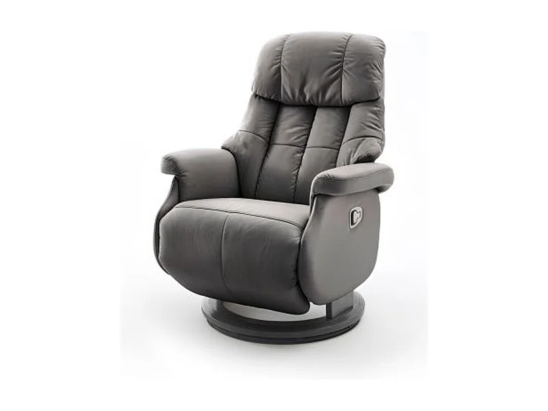 Fauteuil relax en cuir coloris Gris foncé / noir - 77 x 111 x 86 cm