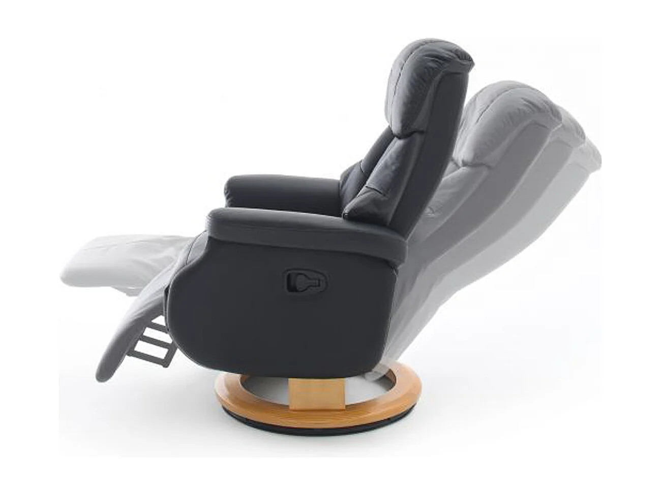 Fauteuil relax en cuir coloris noir et naturel - 77 x 111 x 86 cm