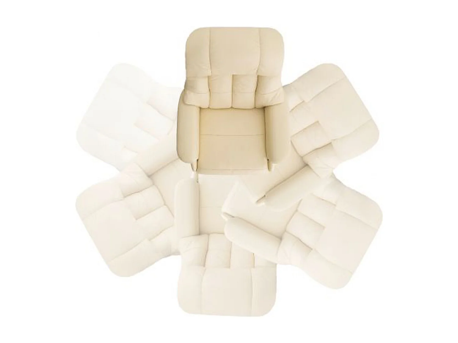 Fauteuil relax en cuir coloris crème et noir - 77 x 111 x 86 cm