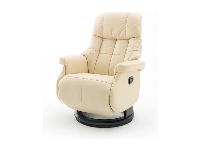 Fauteuil relax en cuir coloris crème et noir - 77 x 111 x 86 cm
