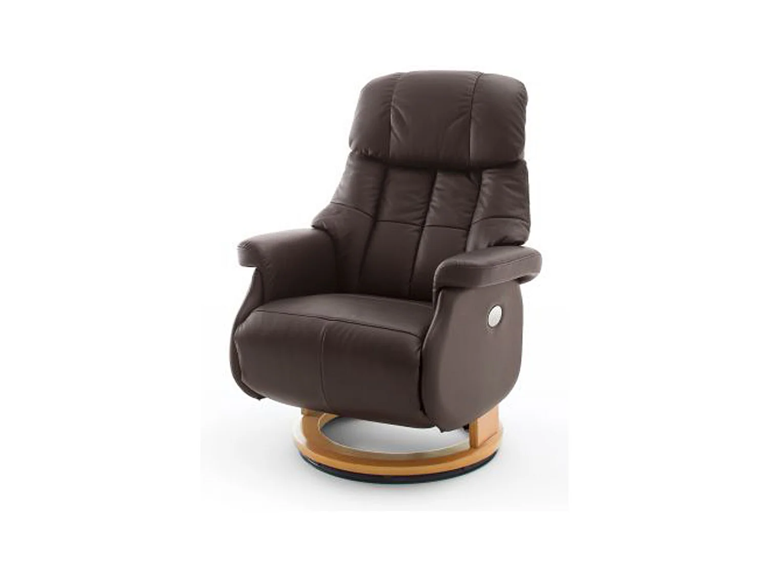 Fauteuil relax en cuir coloris marron / naturel - 82 x 111 x 86 cm