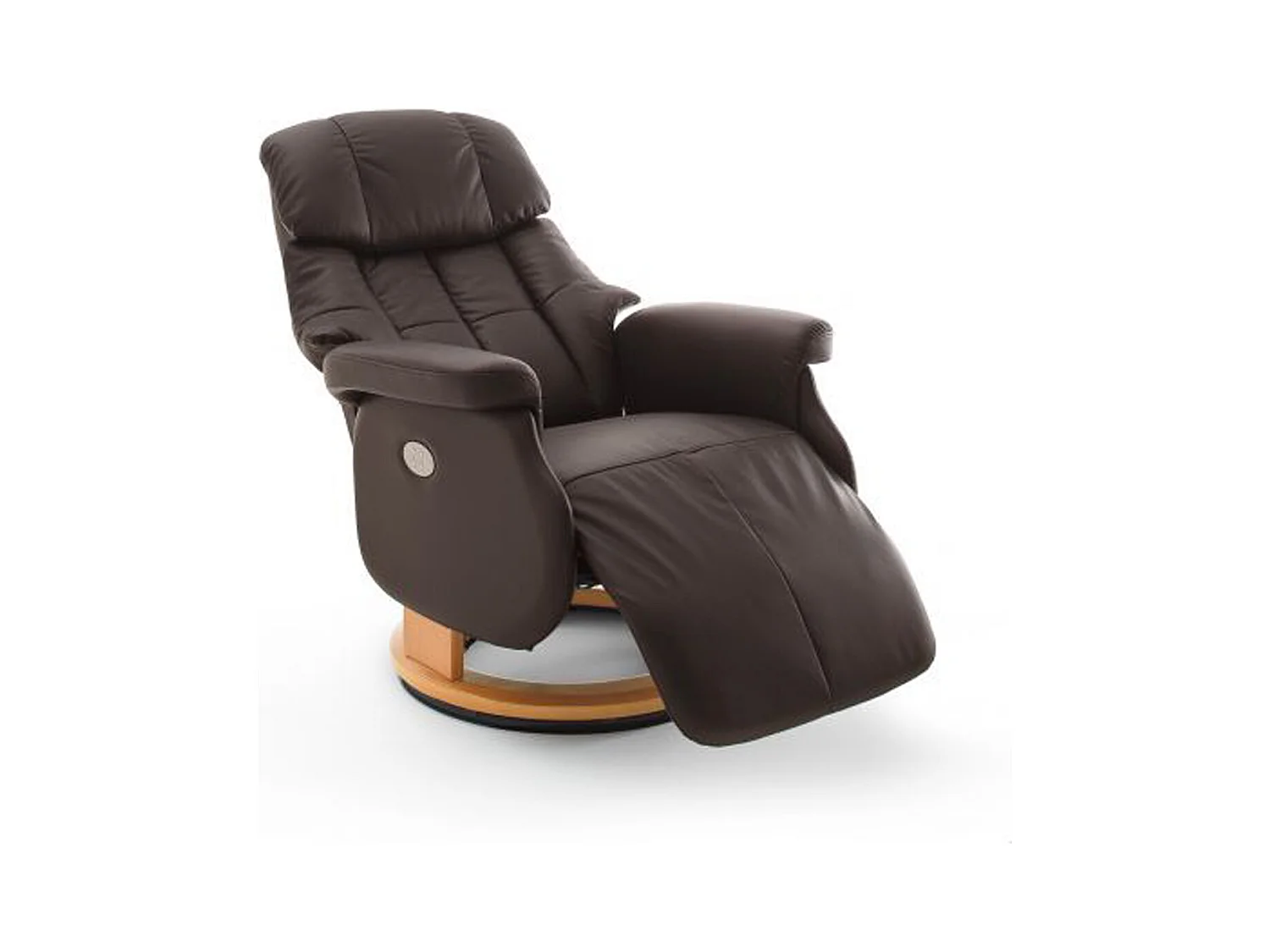 Fauteuil relax en cuir coloris marron / naturel - 82 x 111 x 86 cm