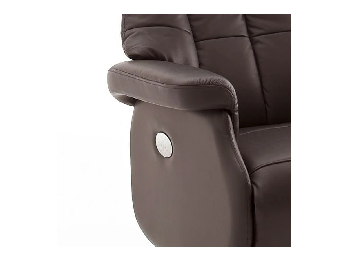 Fauteuil relax en cuir coloris marron / naturel - 82 x 111 x 86 cm