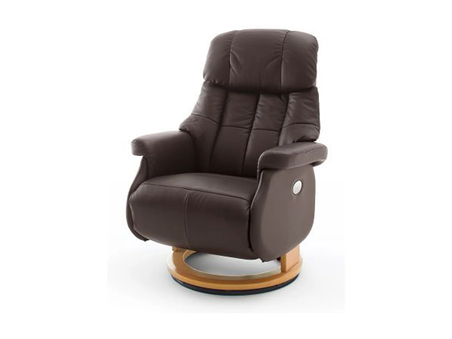 Fauteuil relax en cuir coloris marron / naturel - 82 x 111 x 86 cm