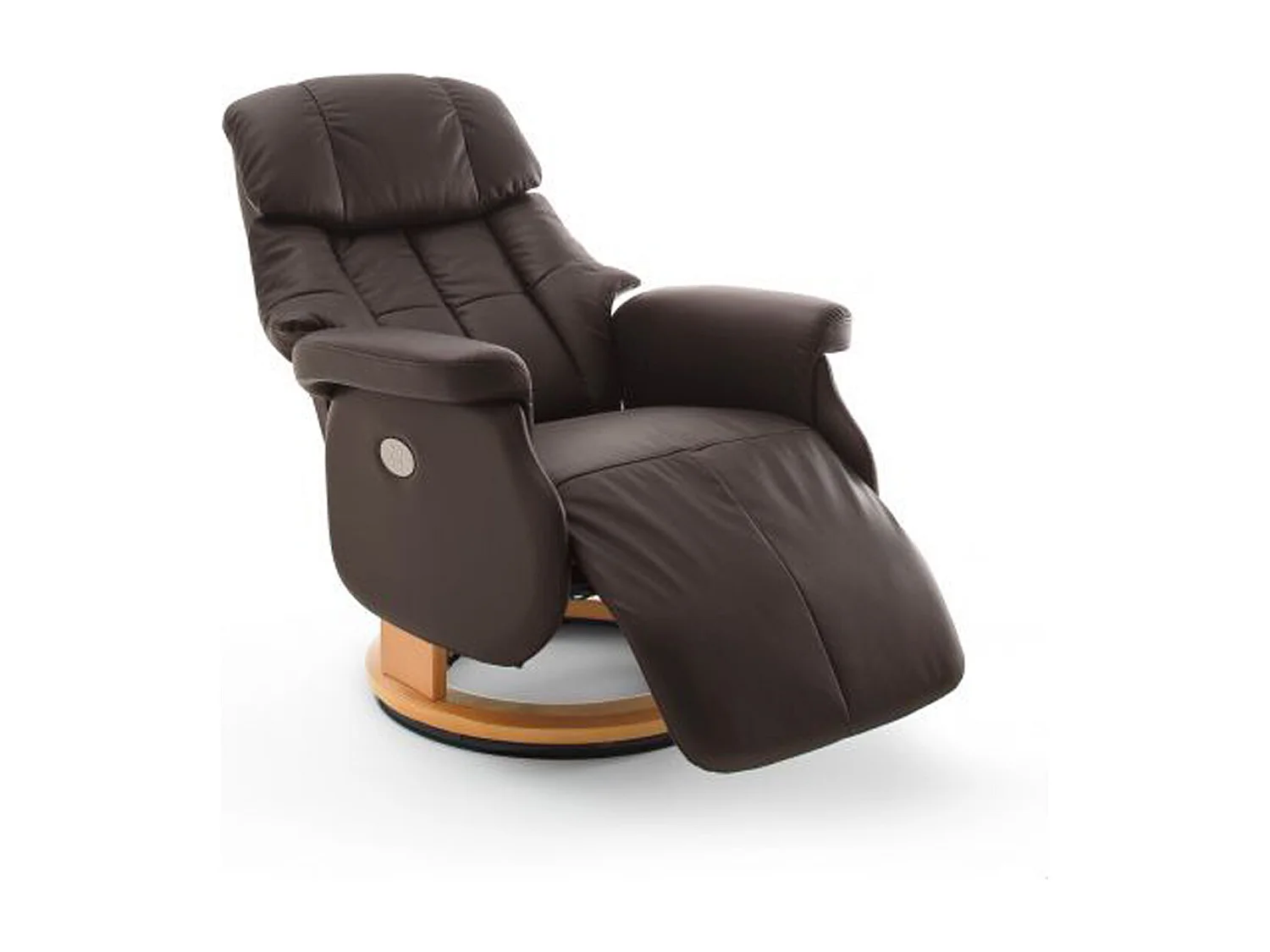 Fauteuil relax en cuir coloris marron / naturel - 82 x 111 x 86 cm