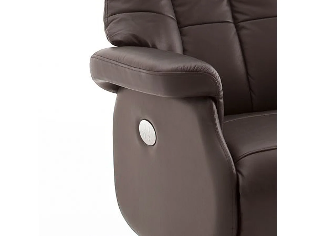 Fauteuil relax en cuir coloris marron / naturel - 82 x 111 x 86 cm