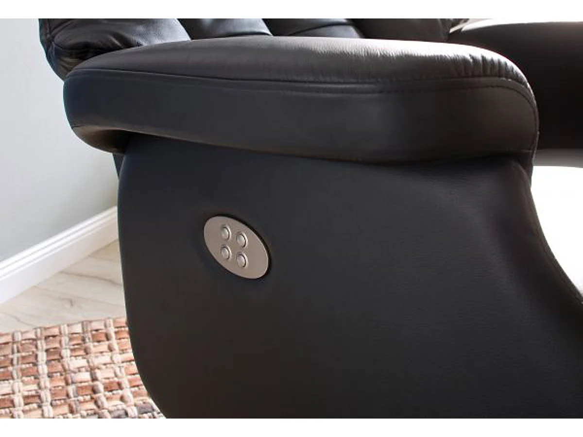 Fauteuil relax en cuir coloris noir - 82 x 111 x 86 cm