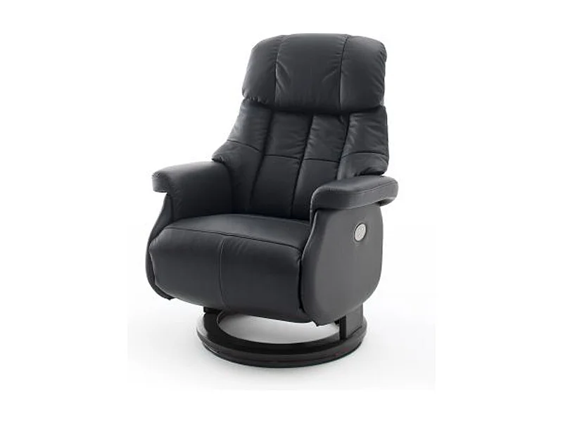 Fauteuil relax en cuir coloris noir - 82 x 111 x 86 cm