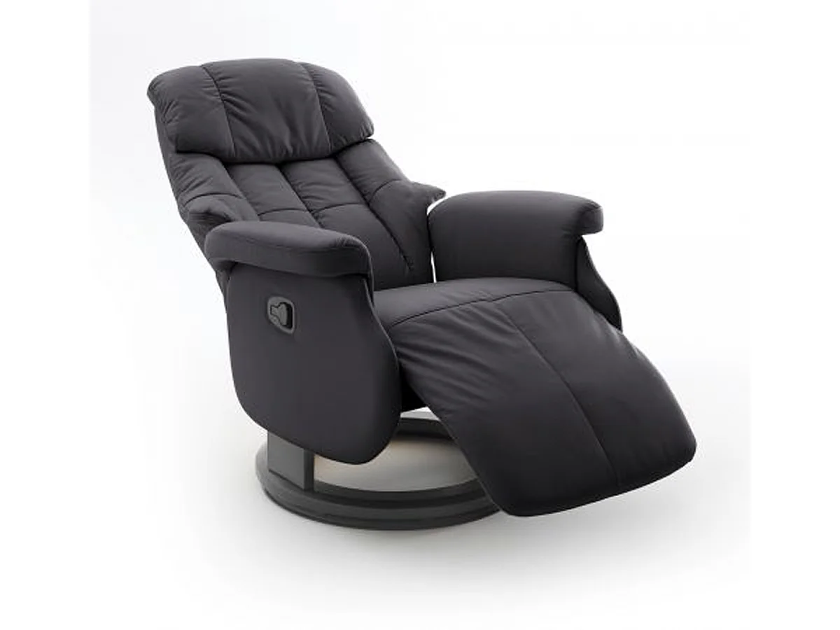 Fauteuil relax en cuir coloris noir - 77 x 111 x 86 cm