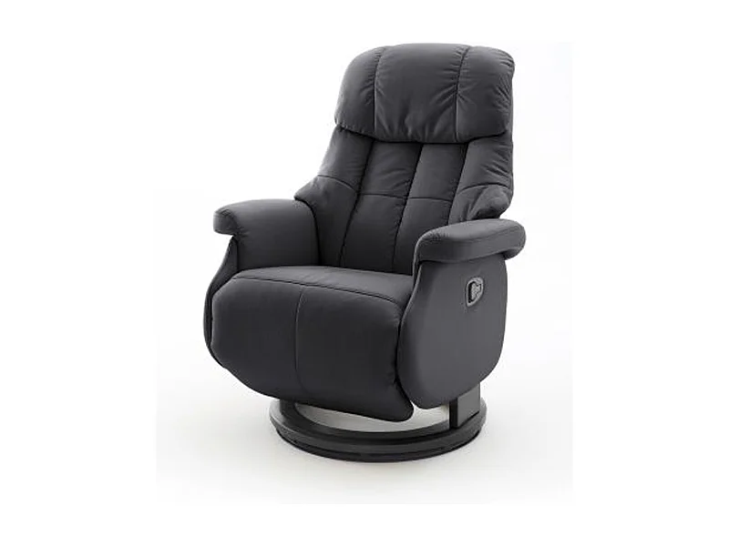 Fauteuil relax en cuir coloris noir - 77 x 111 x 86 cm