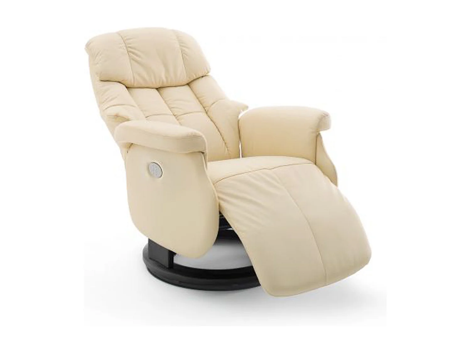 Fauteuil relax en cuir coloris crème et noir - 82 x 111 x 86 cm