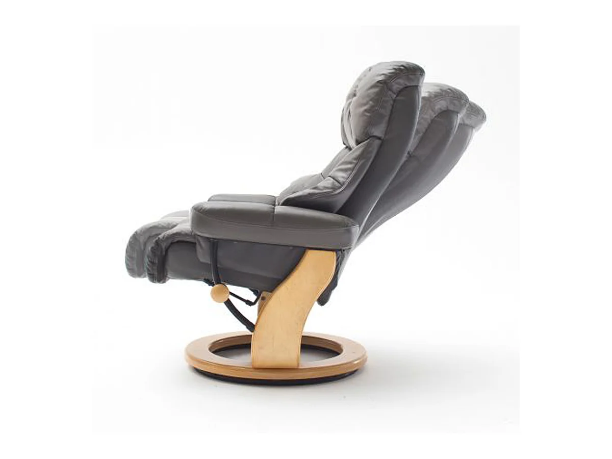 Fauteuil relax en cuir coloris marron / naturel - 97 x 110 x 92 cm