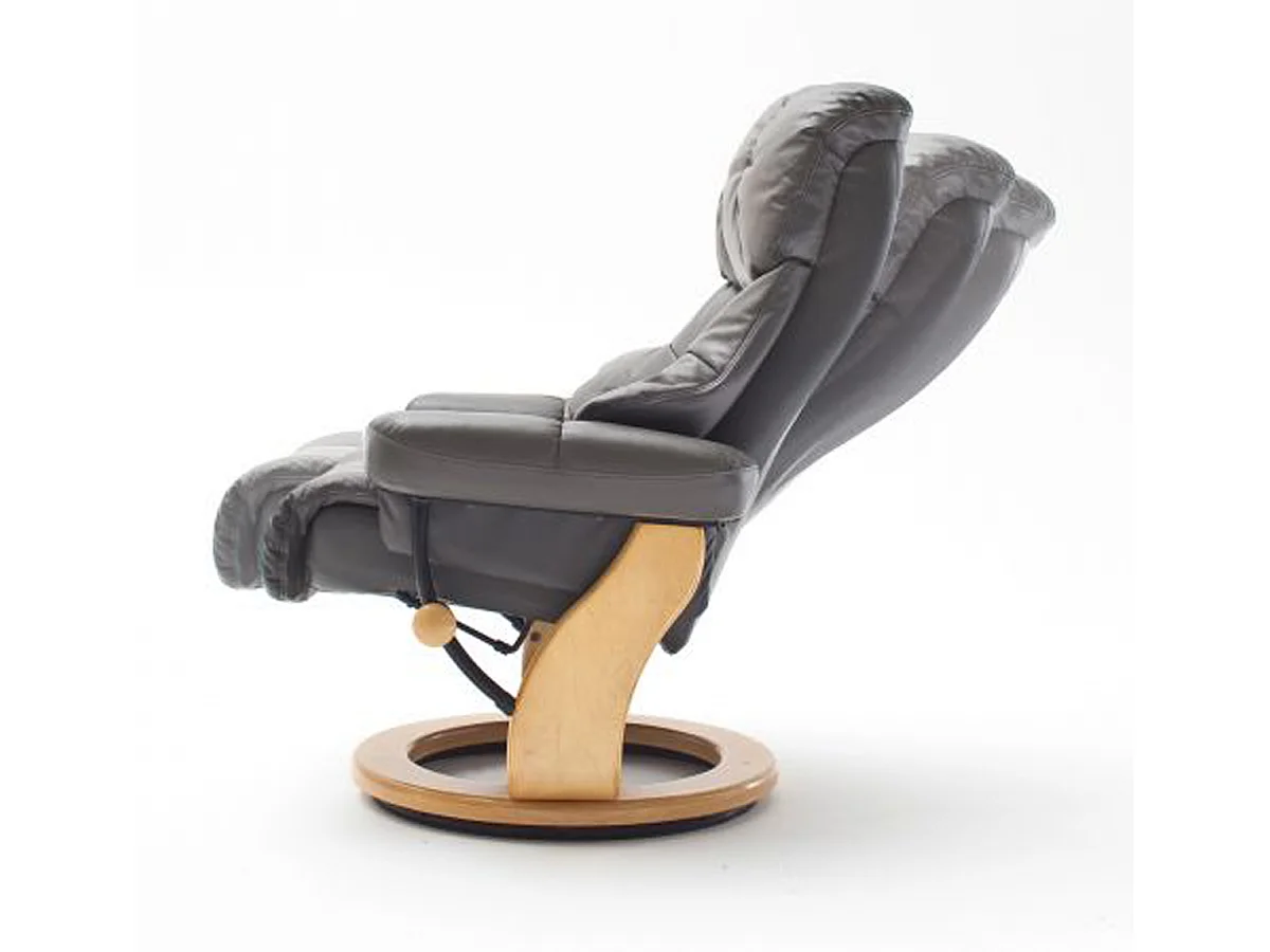 Fauteuil relax en cuir coloris marron / naturel - 97 x 110 x 92 cm