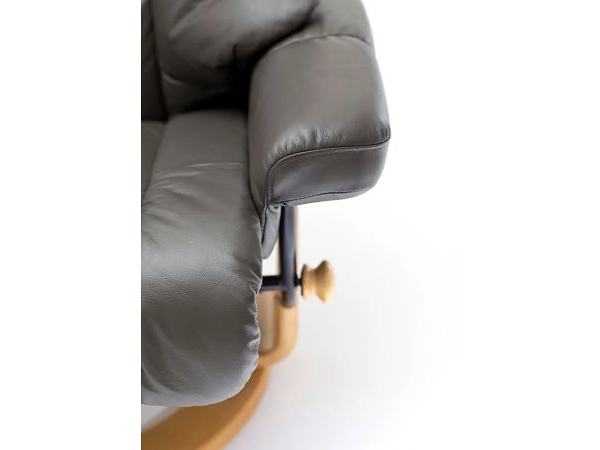 Fauteuil relax en cuir coloris noir / naturel - 97 x 110 x 92 cm