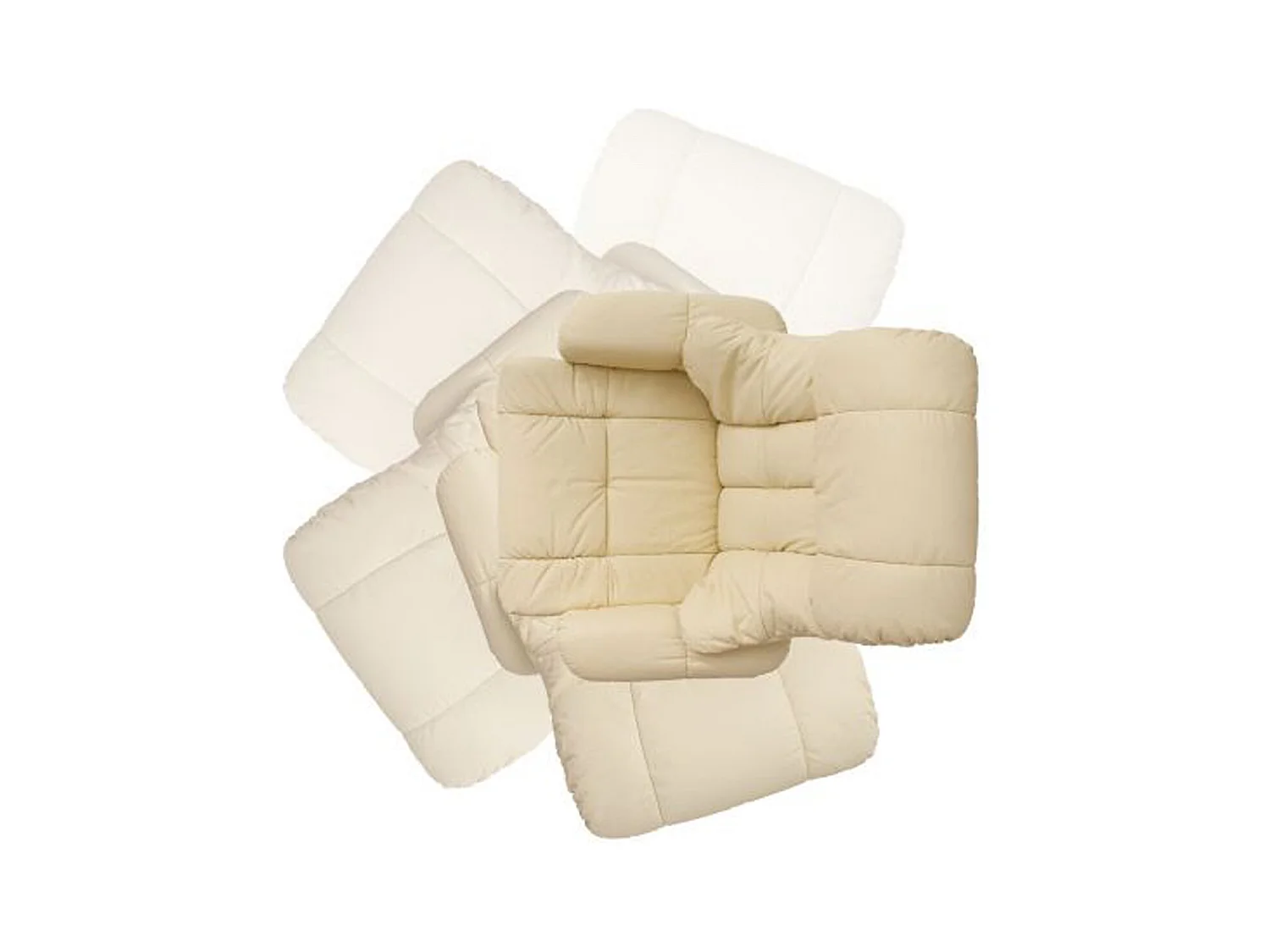 Fauteuil relax en Cuir et PU crème et noyer avec tabouret - 90 x 104 x 91 cm