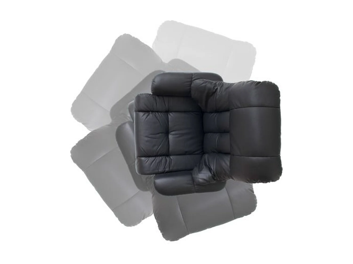 Fauteuil relax en cuir noir et noyer avec tabouret - 90 x 104 x 91 cm