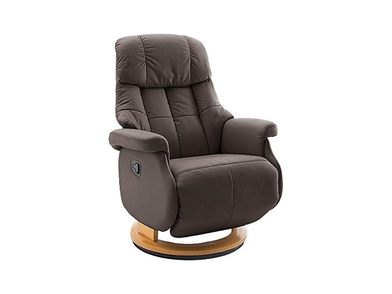 Fauteuil relax / fauteuil rotatif en cuir coloris marron - L.77 x H.111 x P.86 cm