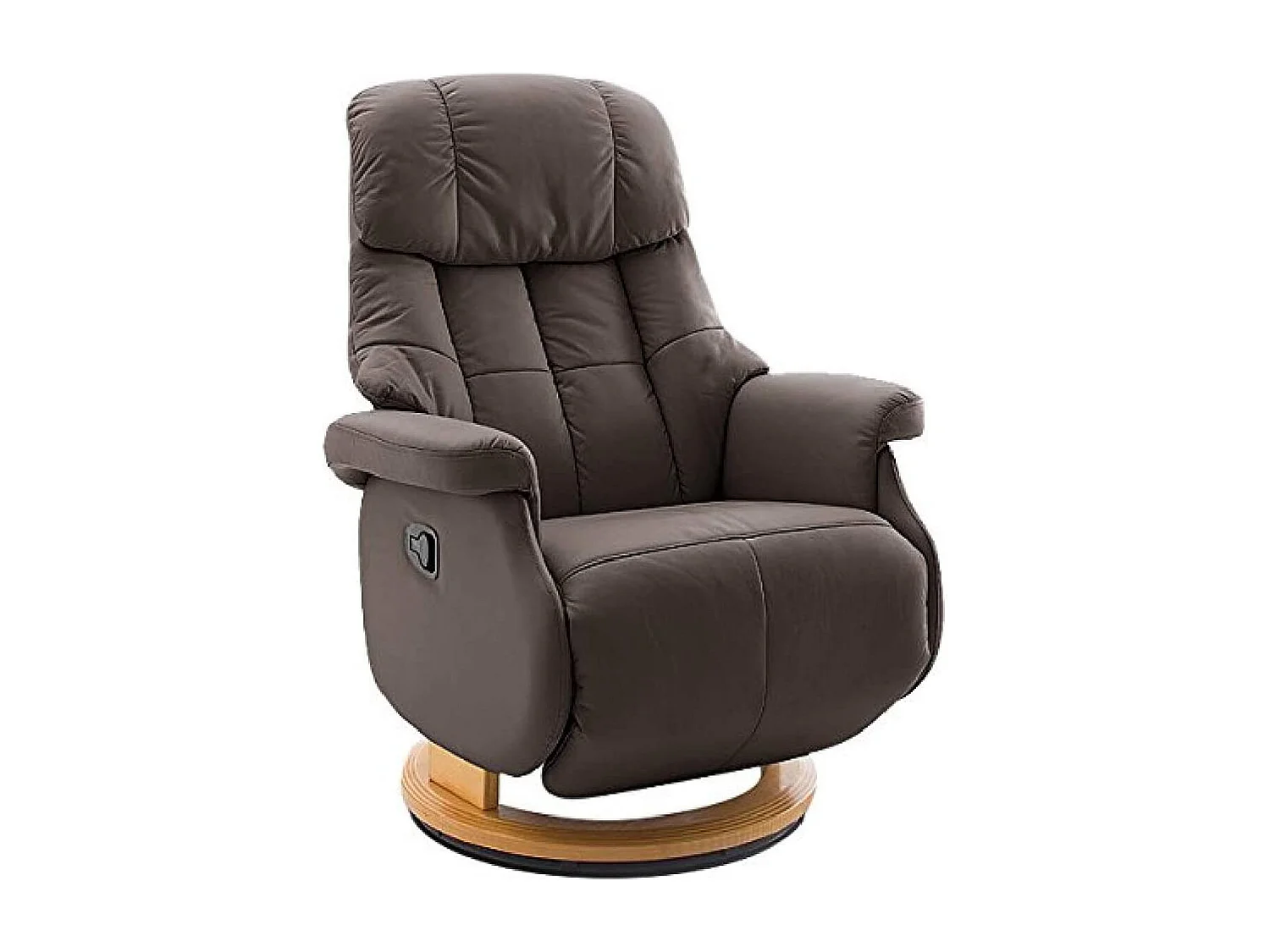 Fauteuil relax / fauteuil rotatif en cuir coloris marron - L.77 x H.111 x P.86 cm