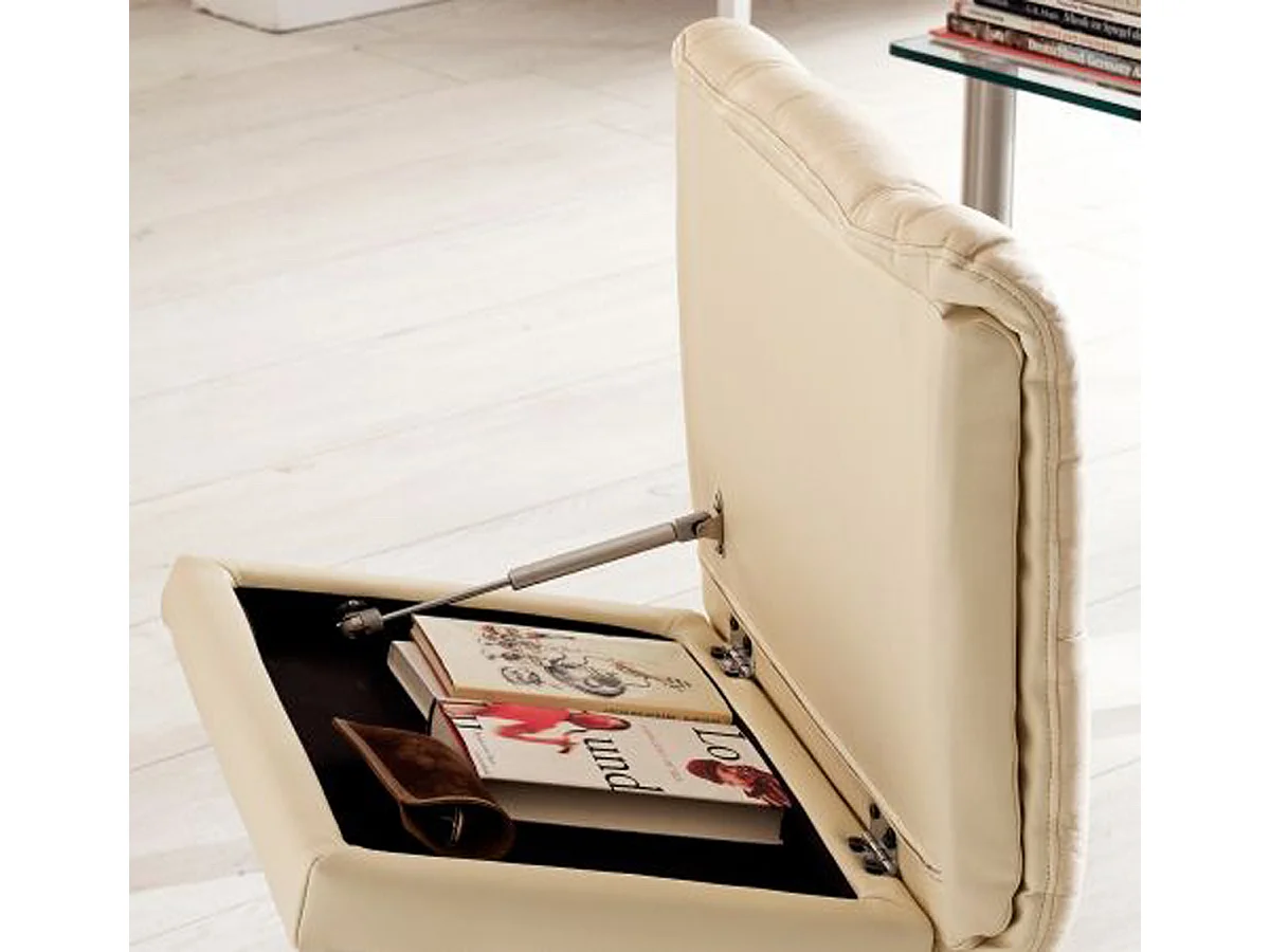 Fauteuil relax en cuir coloris crème / naturel - 97 x 110 x 92 cm