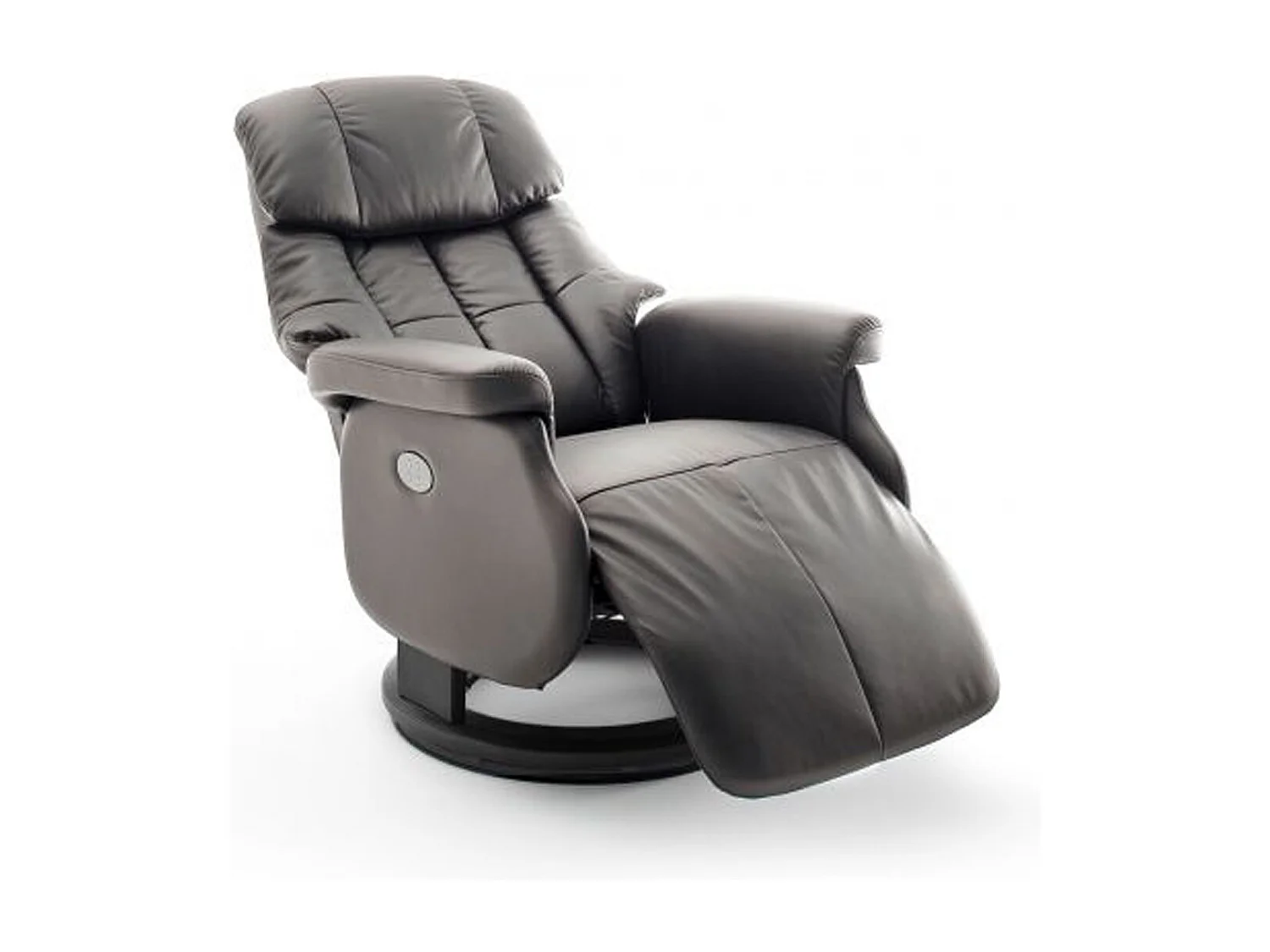 Fauteuil relax en cuir coloris gris foncé / noir - 82 x 111 x 86 cm