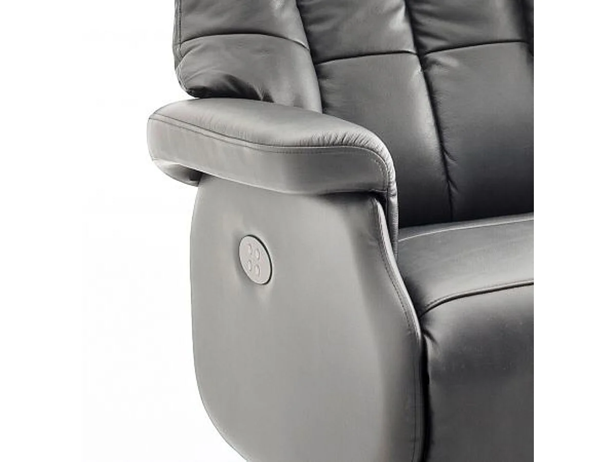 Fauteuil relax en cuir coloris gris foncé / noir - 82 x 111 x 86 cm