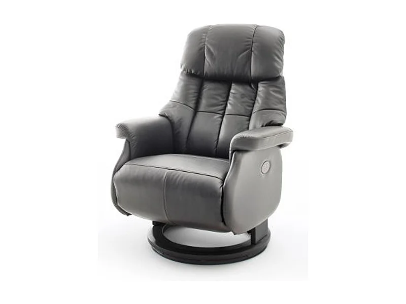 Fauteuil relax en cuir coloris gris foncé / noir - 82 x 111 x 86 cm