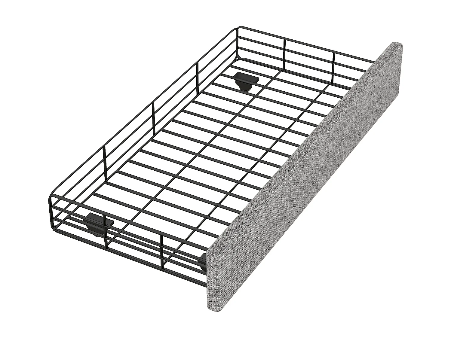 Letto imbottito 90x200 cm - Letto per adulti con 2 cassetti e testiera imbottita - lino grigio