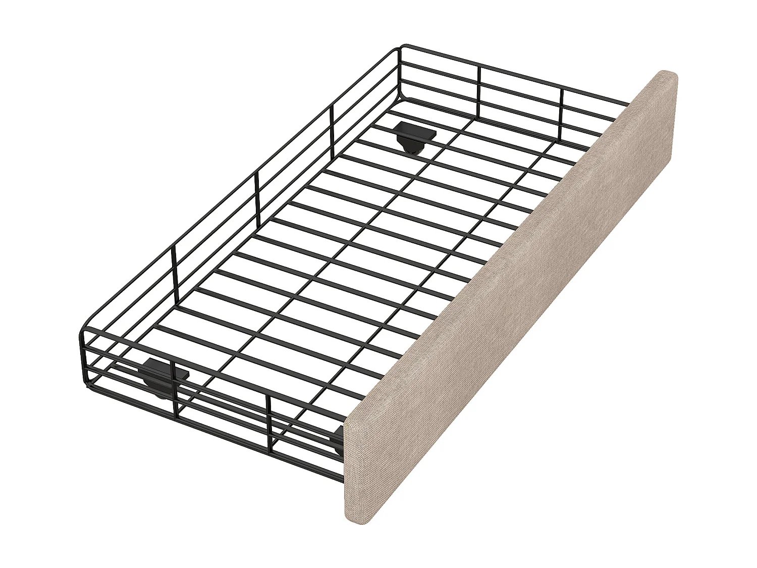 Cama tapizada 90x200 cm - Cama adulto con 2 cajones y cabecero tapizado - Lino beige oscuro