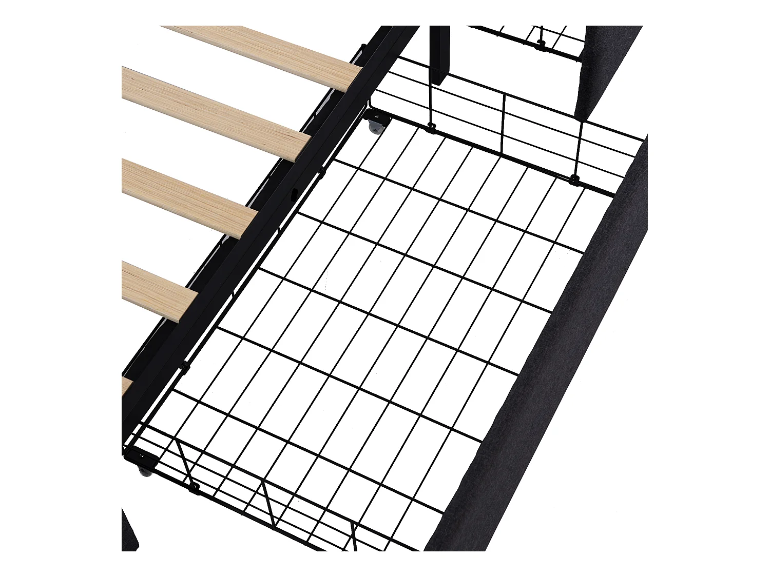 Lit adulte 140x200 cm - Lit double avec 4 tiroirs et tête de lit réglable - éclairage LED - lin noir