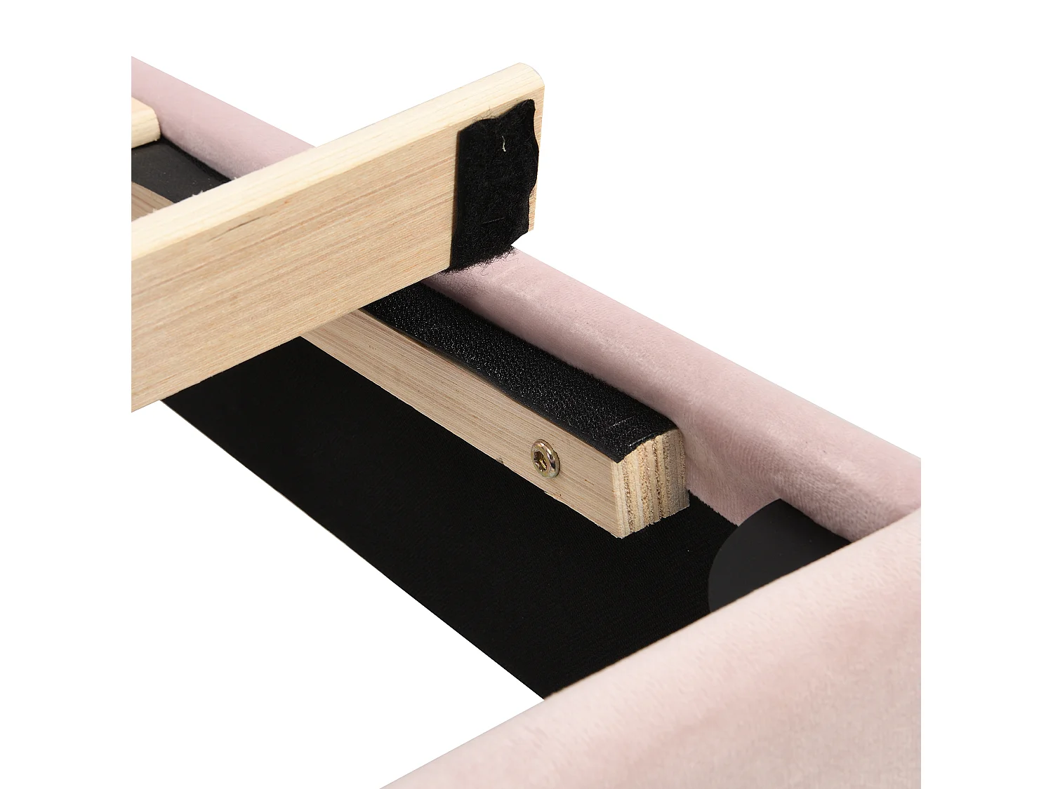 Lit adulte 90 x 200 cm - Lit simple avec tête de lit réglable et sommier à lattes - velours rose