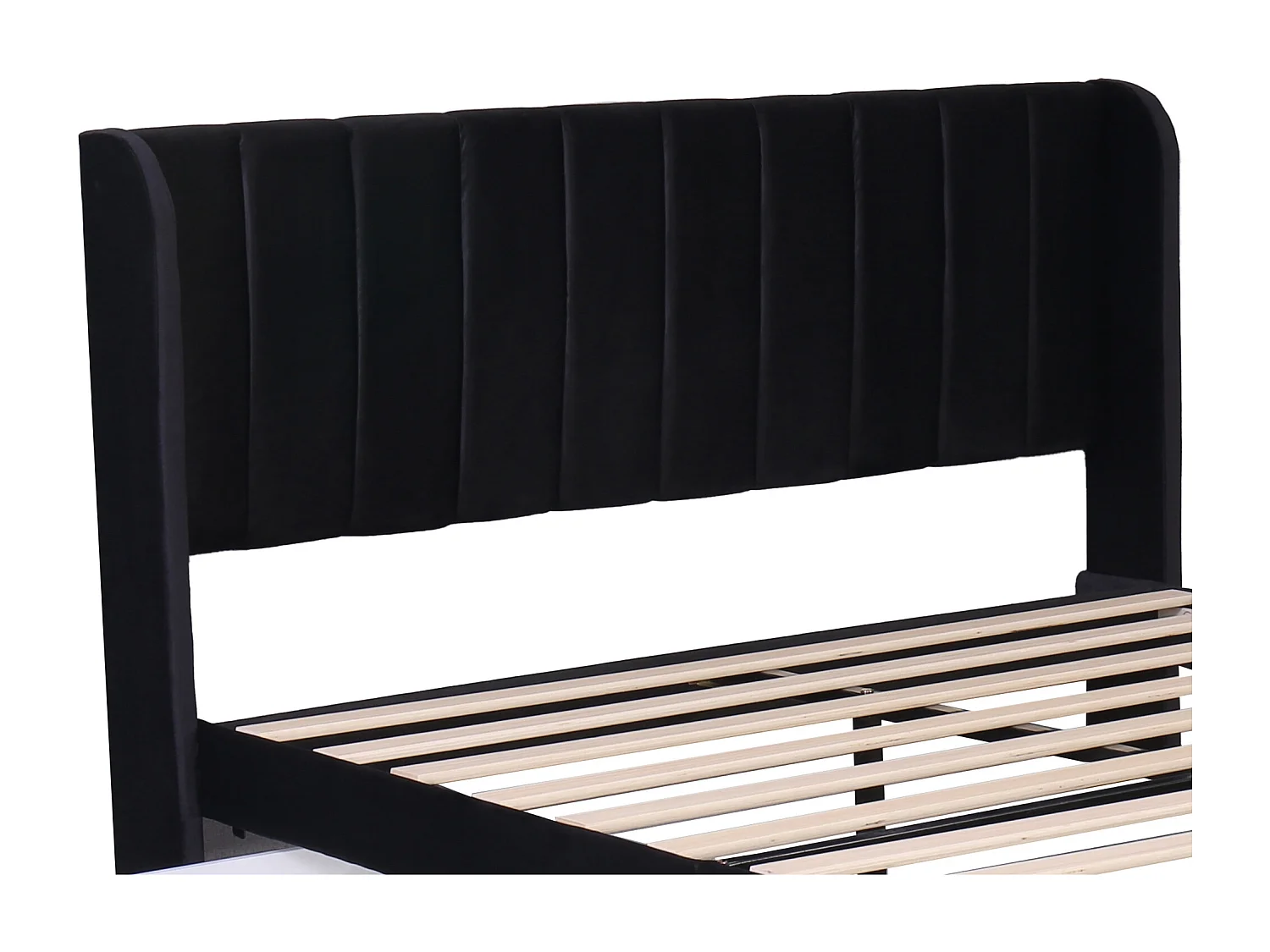 Letto imbottito 160x200 cm - Letto matrimoniale con 2 cassetti e rete a doghe - velluto nero - senza materasso