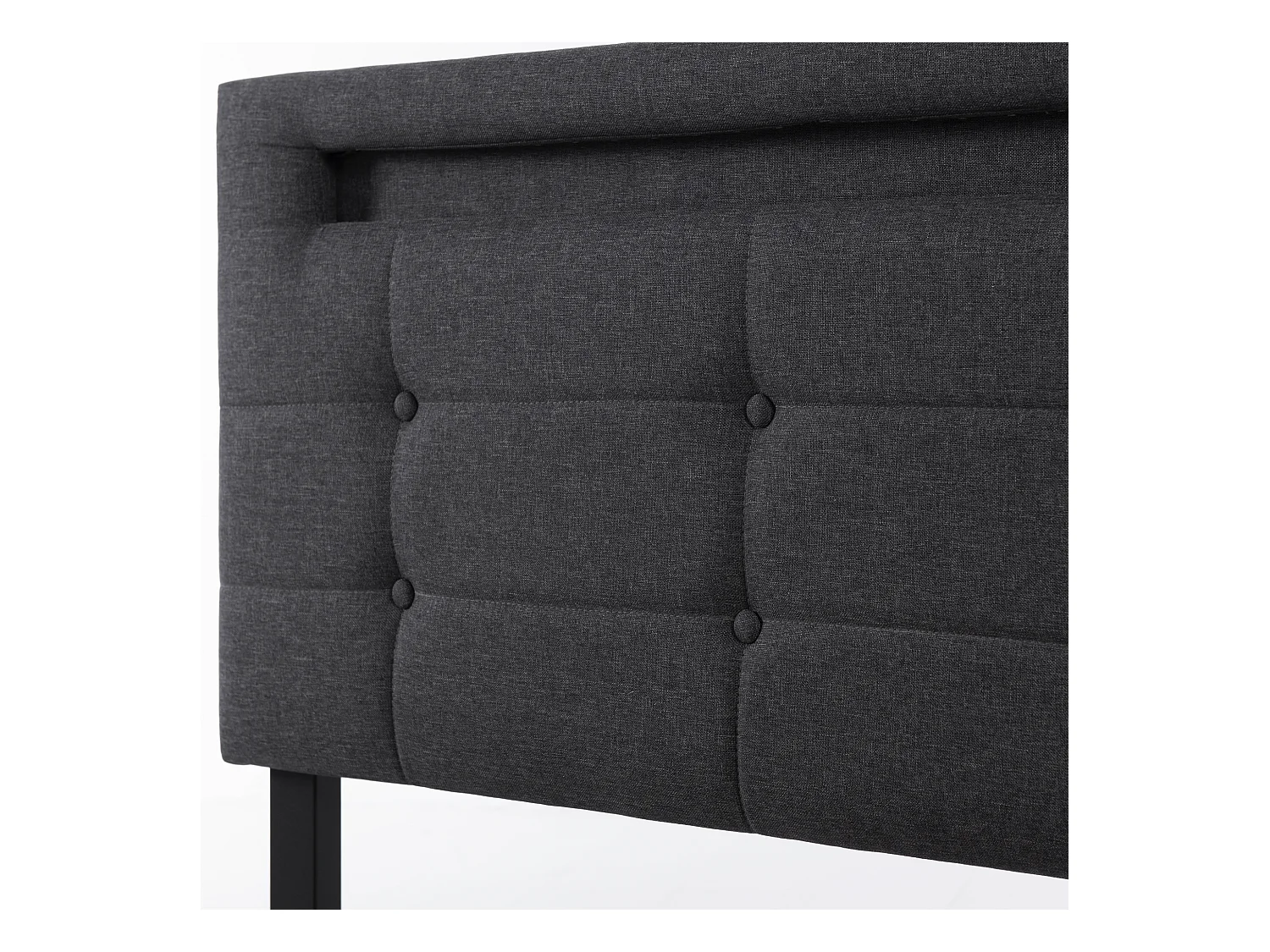 Lit adulte 140x200 cm - Lit double avec 4 tiroirs et tête de lit réglable - éclairage LED - lin gris