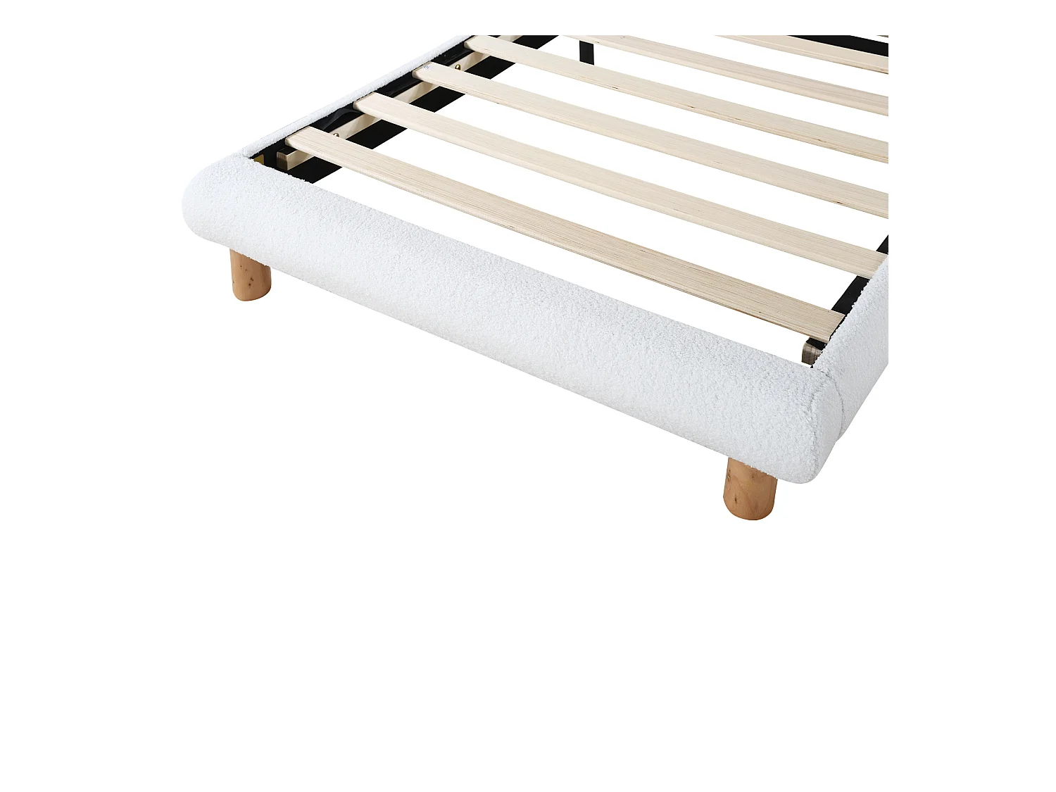 Cama tapizada 90x200 cm - Cama infantil con cabecero ajustable y somier de láminas - felpa blanca