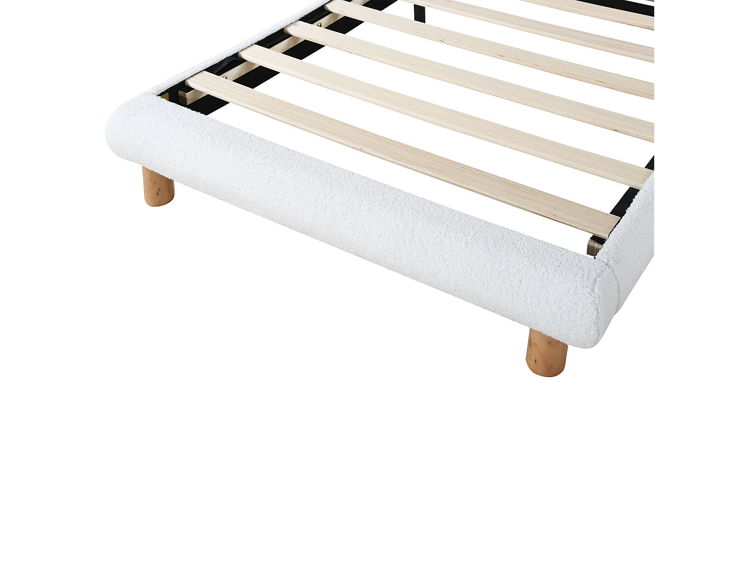 Cama tapizada 90x200 cm - Cama infantil con cabecero ajustable y somier de láminas - felpa blanca
