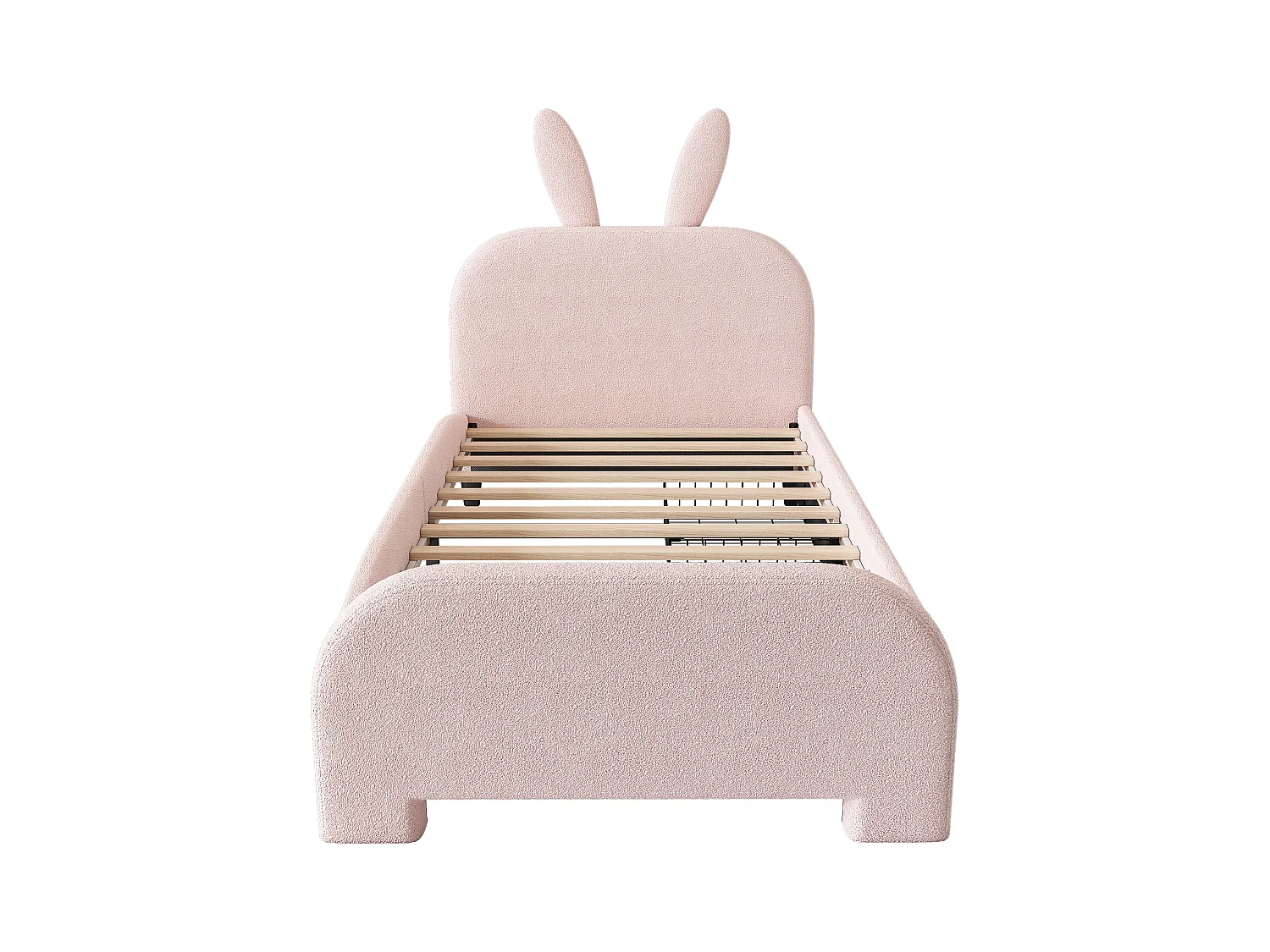 Letto imbottito 90x200 cm - Letto per bambini con 2 cassetti contenitore - testiera cartoon - peluche rosa