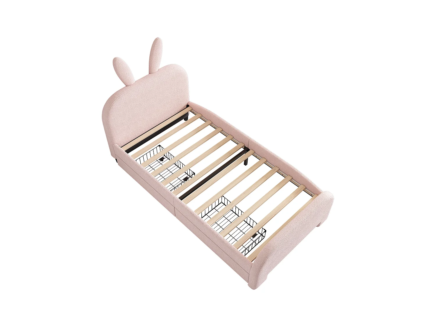 Letto imbottito 90x200 cm - Letto per bambini con 2 cassetti contenitore - testiera cartoon - peluche rosa